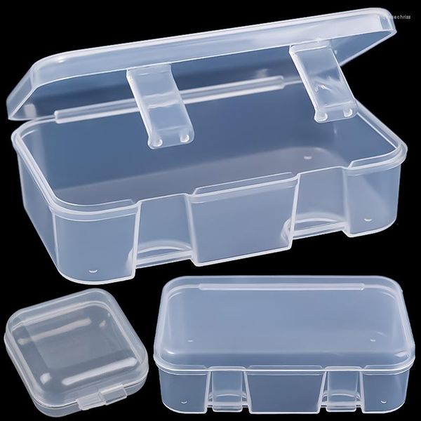 Bolsas de jóias Caixas claras Caixa de embalagem de caixa de armazenamento de plástico retângulo para brincos Anéis de contas coletando pequenos itens