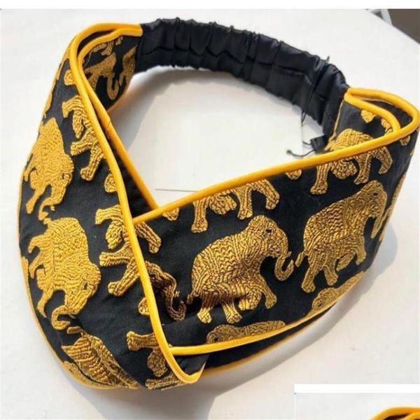 Bandanas Designer Kreuz Stirnband für Frauen Mode Mädchen Elefant Stberry Bee gedruckt Haarbänder Damen Mädchen Retro Turban Headwraps Dh5Sa