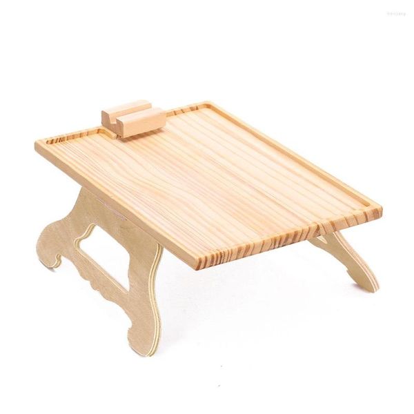 Ganci Vassoio pieghevole per braccioli del divano Scaffale portaoggetti a clip in legno di bambù Scaffale per snack e tavolino da tè Organizer per la casa con supporto