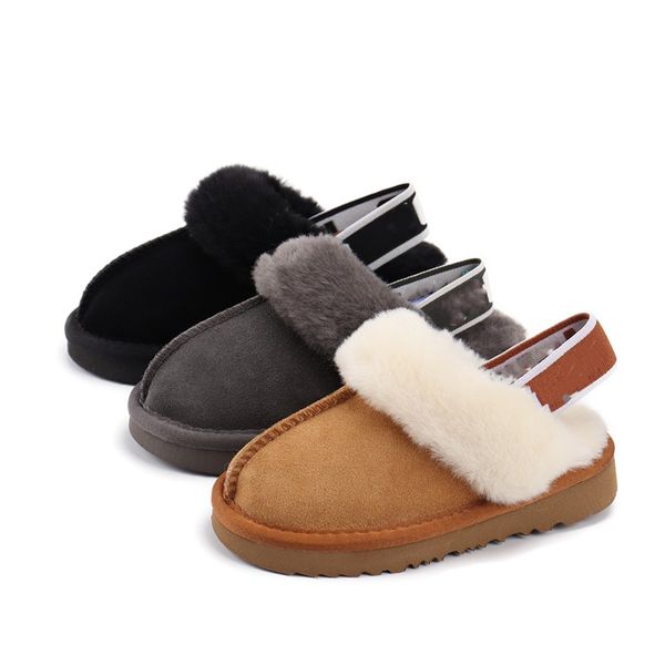 Kids Shoes Austr￡lia Uggi Funkette Fluffy Slippers Yeah Slide Baby Garotas Meninas de Currena de Curreda Crian￧a Plataforma Cheteamento de Peles Slide Slide Slip Slip