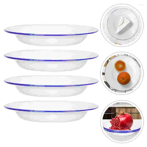 Tigelas 4pcs Placas de esmalte portáteis de largura para a mesa de frutas