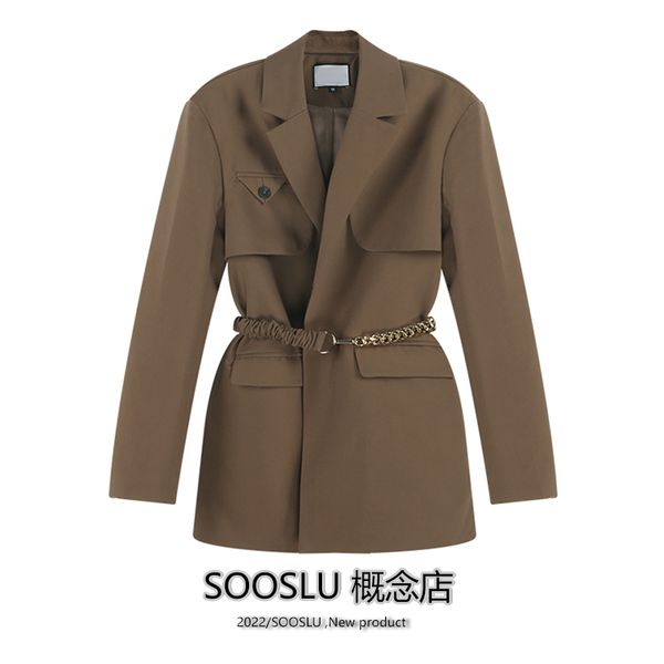 Primavera autunno da donna cool con cappotto da giacca blazer moda cintura SML