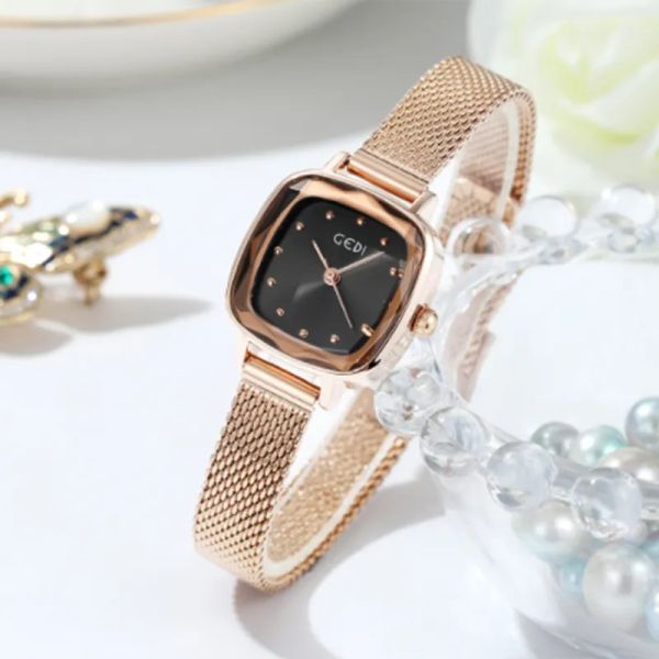 Fashion Square Women's Watch 23mm Scondless Stone Aço Quartz Watch