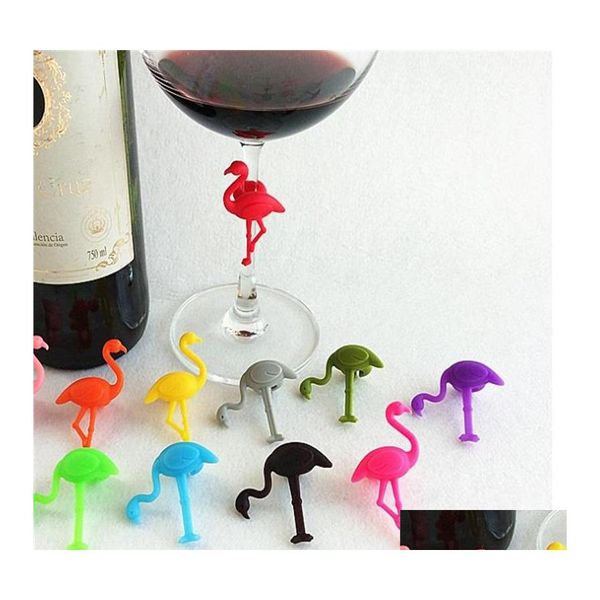 Altri prodotti da bar 6Pcs Marcatori per bevande Sile Marcatore per bicchiere di vino Uccelli Design Charms Identificazione del marchio per le feste 20220607 E3 D Otxqd