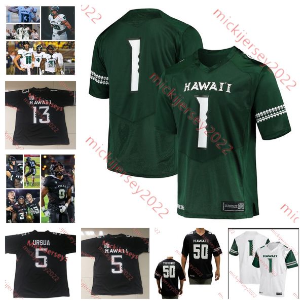 Mens Youth Custom Stitched Hawaii Rainbow Warriors Football 14 Von Killins 16 Logan Taylor Isaiah Tufaga Noah Kema Kaulana Makaula Cam Bell 21 Tiger Peterson Jersey