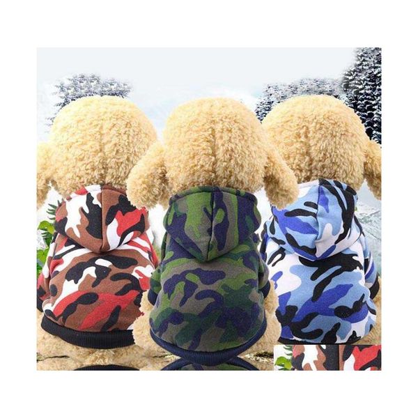 Hundebekleidung Mode Haustier Welpenkostüme Camo Hoodies Kapuzenpullover Regenpfeifer Kleidung Outfits Größe XS2XLDie Mäntel Jacken Outer Dhiu5