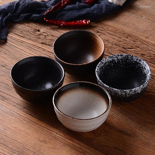 Ciotole Ciotola di riso nera a strisce alte in stile giapponese Zuppa di stoviglie coreana in ceramica per uso domestico