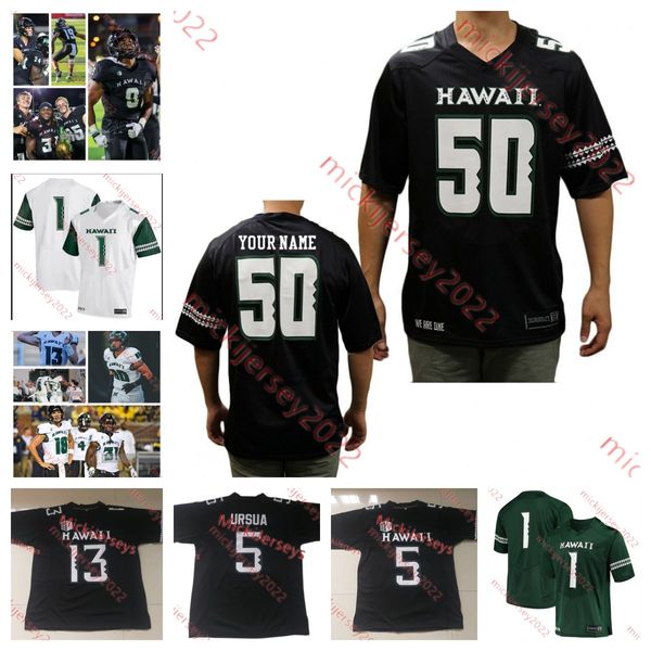 Maglia da uomo cucita su misura Hawaii Rainbow Warriors Football 46 Kai Preusser 47 Noa Kamana 48 Malachi Finau George Hooker Ezra Evaimalo Etuate Moala Blessman Taala Jersey