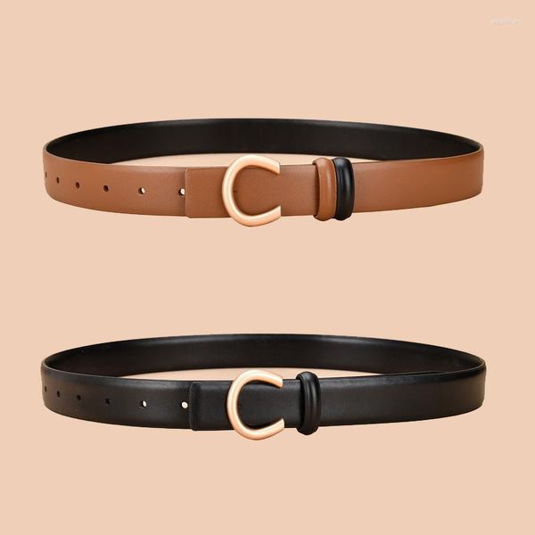 Celra Fashion Women Women Leather Belt Dentro da liga de fivela dupla face disponível Jeans decorativos calças casuais saia preta