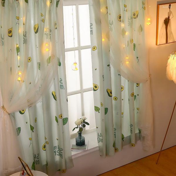 Cortinas cortinas de blecaute sem punção com gaze de renda Bedroom Basel janela cozinha leve pano decorativo impermeável