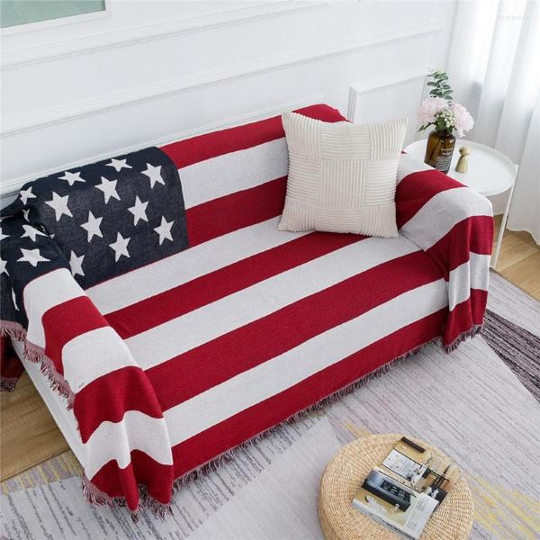 Fodere per sedie Regno Unito USA Bandiera Americana Coperta Tappetino Copriletto Stella Divano Cotone Aria Biancheria da letto Decorazioni per la camera Arazzo Tappeto da tiro