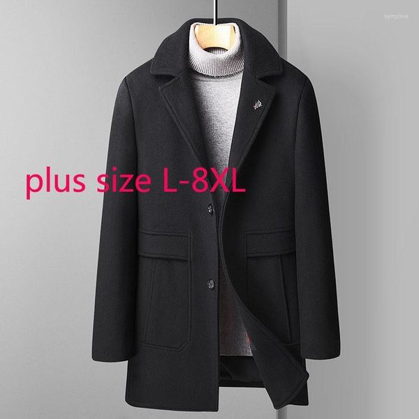 Männer Daunen Mode Super Große Winter Dicke Männer Lange Innenfutter Wolle Tweed Mantel Weiße Ente Casual Mantel Plus größe L-8XL