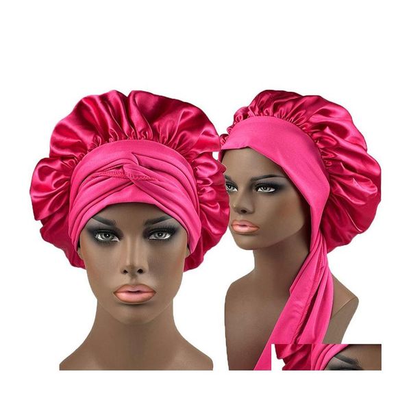 Feanie/cr￢nio Caps Mulheres senhora cor s￳lida cor bem -dia chap￩us sono cuidados com o banho de cabelo lavando acess￳rios de moda de moda gota entrega de gota sca dhc0m
