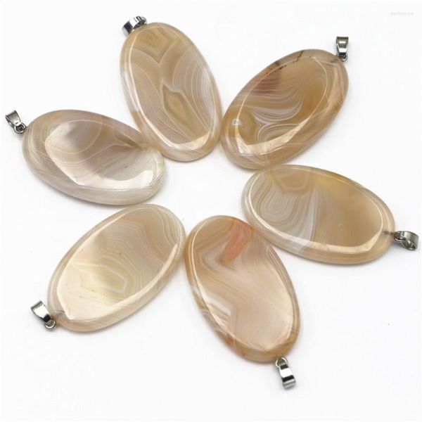 Anhänger Halsketten Naturstein Quarz Oval Achat Scheibe Reiki Heilung Für Frauen Schmuck Machen 6PCS Großhandel