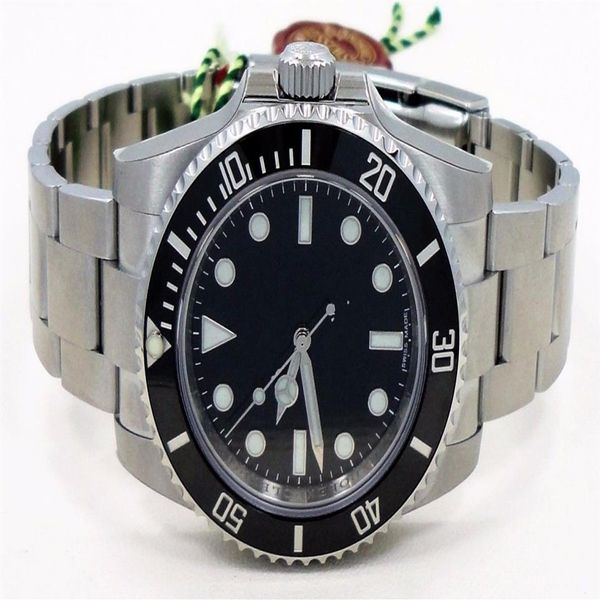 Data di alta qualità senza data 114060 in acciaio inossidabile in acciaio nero ceramica nero da uomo orologio sportivo automatico orologi di Natale Watche203b maschile