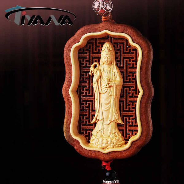 Decorazioni interne Tiyana Bosso Accessori per auto Hollow Guan Yin Buddha Kwan Yin Statua per la decorazione dell'auto Ciondolo regalo per la casa Romm Decor T221215