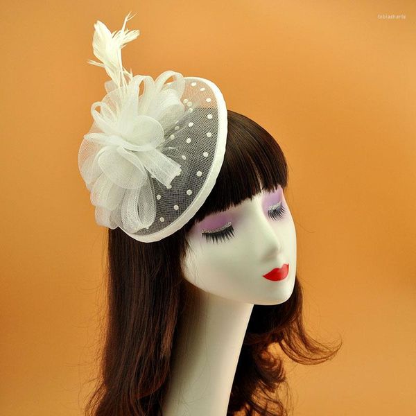 Cabeças de cabeceira de gaze de cabelo de cabelo tiara Acessórios de vestido de noiva noite chapéu bola corea Japão preto branco