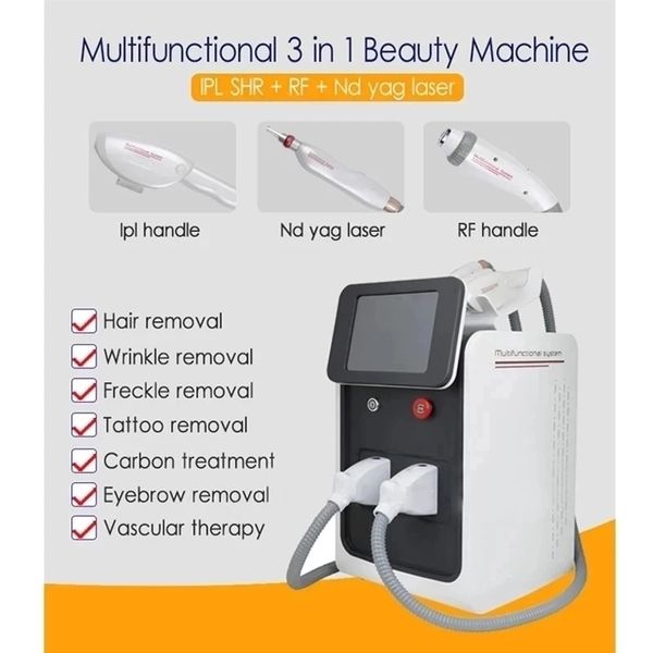 Itens de beleza Novo ND YAG 3 em 1 Opt Tatuagem portátil e remoção de cabelo Máquina de dispositivo de rejuvenescimento de rejuvenescimento RF RF Face elevador