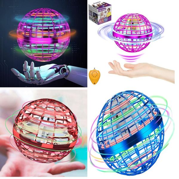 Aeronaves elétricas/RC Toy Fly Ball Hover Orb Magic Flying Toys for Kids ADTS com luz LED 360 ﾰ Girando aniversário de aniversário interno externo Chri Amgeq