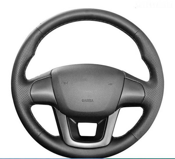 Coprivolante per auto personalizzato Volante originale in pelle di vacchetta Treccia Accessori auto per Kia K2 Kia Rio 2011-2013