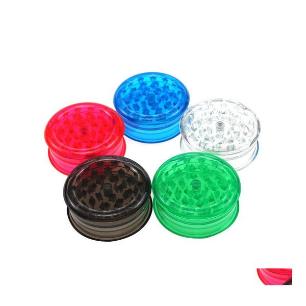 Acessórios Plástico Herb Crusher 3 partes de 60 mm de tabaco trituradoras para fumaça de acrílico ZWL389 Drop Delivery Home Garden House