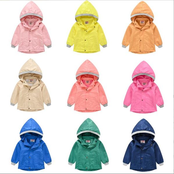 Crian￧as TELH CAATS Roupos de designer Girls Solid Windbreaker Jackets Button Jumper Baby Roupas de inverno Coats Capuzes Casual moda casual Chap￩u Remov￭vel Outwear BC215