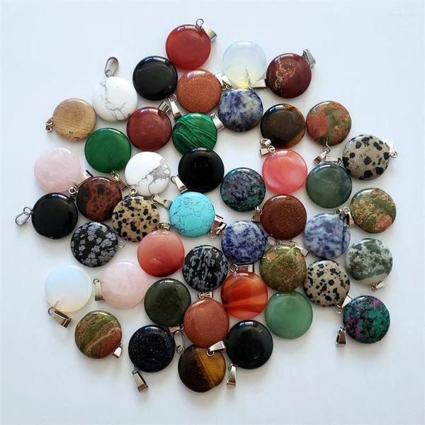 Colares pendentes por atacado 50pcs/lote de boa qualidade moda de pedra natural redondo encantos de pingentes para colar acessórios de diy