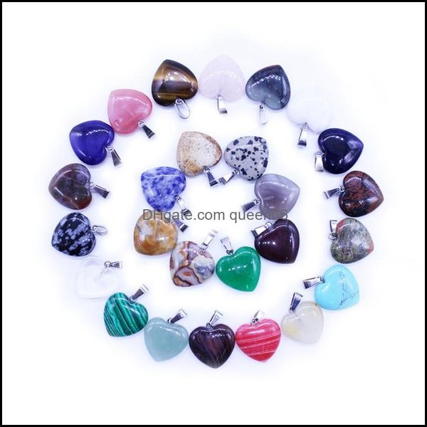 Colares com pingente 10 estilos quartzo pedra natural hexagonal ponto prisma cruz coração gotejamento cristais de cura chakra charme para joias em otcnr