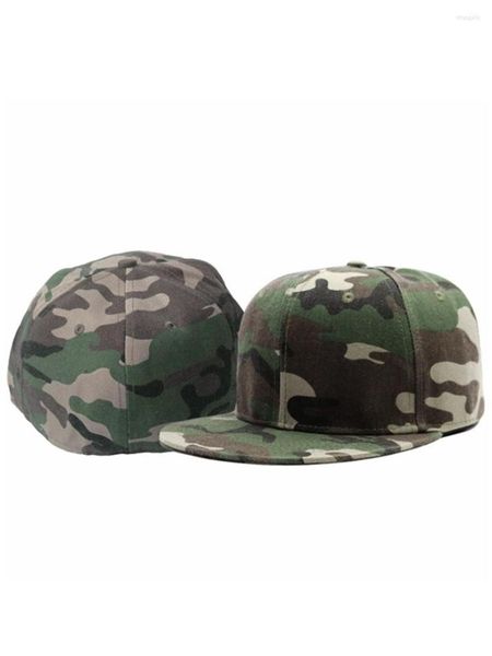 Cappellini da baseball Full Close Camouflage Hip Hop Cap Chiusura intera Donna Uomo Taglie forti Tesa piatta Cappello da baseball aderente Snapback 56-62 cm