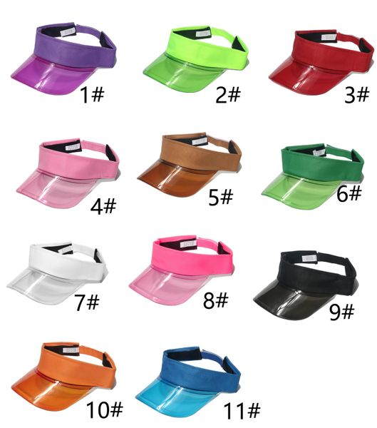 10pcs Summer Man Man Fluorescente Eaves Transparente Fluorescente PVC PVC Sunshade Sun Hat Summer Sports Outdoor Sports Sem cartola vazia para mulheres Protetor solar