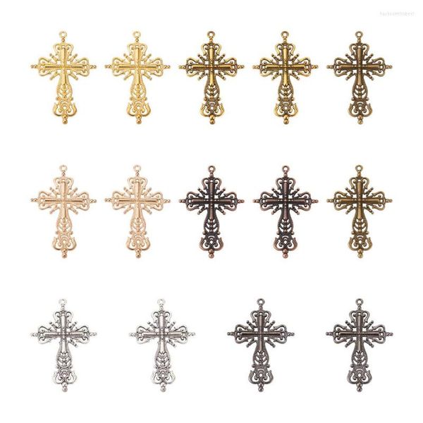 Colares pendentes 28pcs/conjunto de ligas ocas cruzar grandes pingentes de religião tema cádmium chumbo grátis misto colorido para jóias fazendo diy