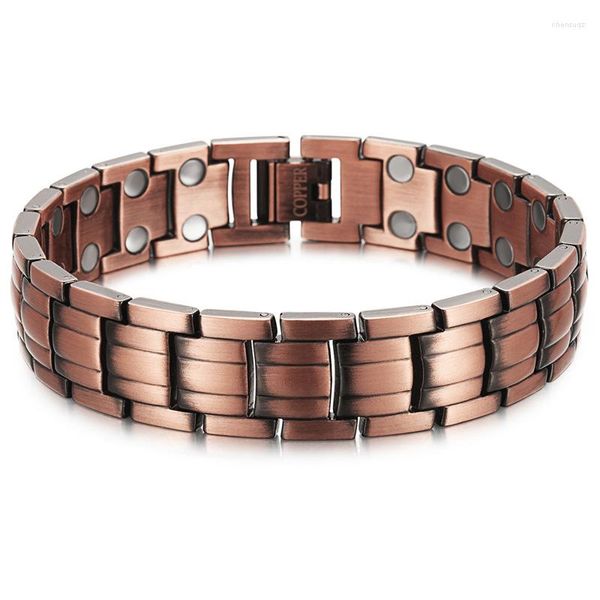 Braccialetti di collegamento Braccialetti magnetici in rame rosso Gioielli per uomo Donna Magnete a 2 file Sano Bio Energy Braccialetti Regalo per la festa del papà 2022