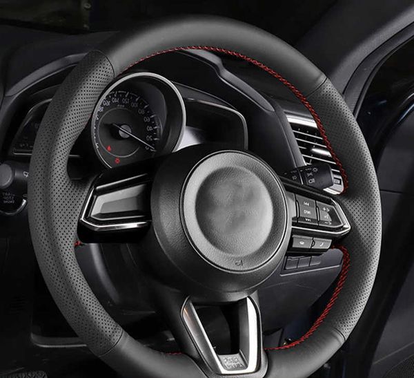 Su misura Copertura del Volante Dell'automobile In Pelle di Vacchetta Accessori Auto Per Mazda 3 Axela 2017-2018 Mazda 6 Atenza CX-3 CX-5 CX-9