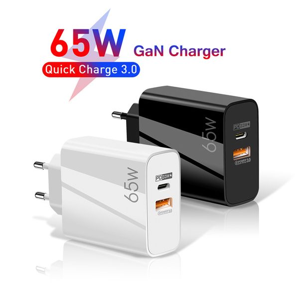 Carregadores de telefone celular 65W GAN USB-C Adaptador de carregador r￡pido Tipo C PD Chargers de viagem de carregamento r￡pido para iPhone 13 14 iPad Huawei Xiaomi Samsung MacBook Pro laptop