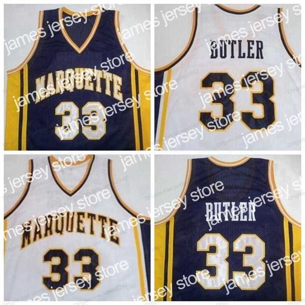 Camisas de basquete personalizadas #33 Jimmy Butler Marquette College Basketball Jersey masculina costurada em qualquer tamanho 2XS-5XL Nome e número de alta qualidade