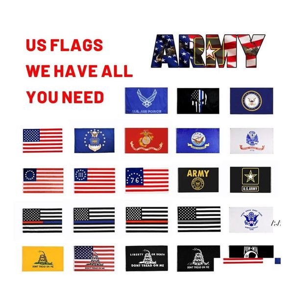 Banner Flags Wholesale 3x5ft American USA Flag US Army Airforce Marine Corp Navy che mostra la tua casa di decorazione patriottismo PAA13133 d Otwrn