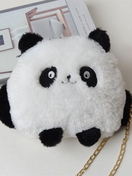 Duffel Çantalar Sevimli Moda Peluş Panda Çanta Kompakt Bebek Zinciri Tek Omuz Diagonal Makyaj Değişikliği Çantası