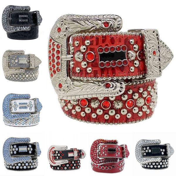 Designergürtel Herren Damen Taillengürtel 2023 Neue Kristall Ceinture Vintage Metall Blumenschnalle Echtes Leder Bund Luxus Buchstabe Schwarz Rot Blau Strassgürtel