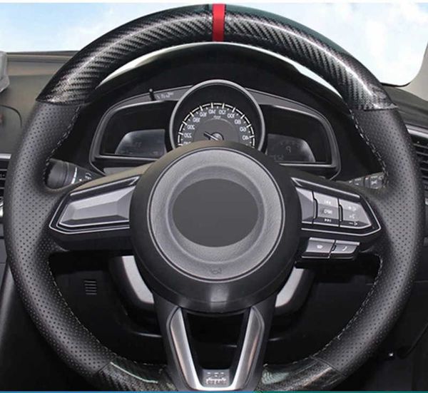 Coperchio ruota dello sterzo personalizzato in pelle scamosciata in pelle di sterzo originale Treccia per Mazda CX-3 CX3 CX-5 CX5 2017 2018 Mazda 6 CX-9