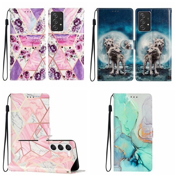 Custodie a portafoglio in pelle per Xiaomi 12 Pro 12T Lite 11T Redmi 10A A1 10C 10 2022 Note 11S 4G 11 5G 8t 9 9C 9A Stone Geometric Flower Marble Butterfly Flip Cover Card Slot Pouch