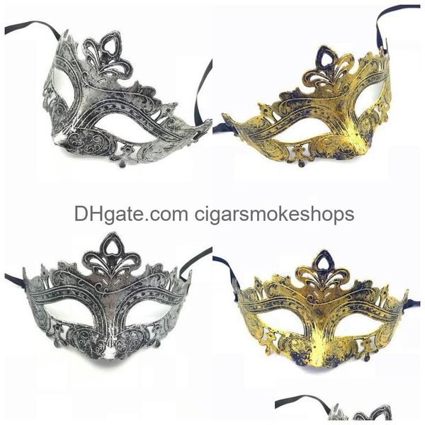 M￡scaras de festa Retro Greco Roman Mask para Mardi Gras Gladiator Masquerade Vintage Goldensier Sier Carnival Halloween Half Face 106 Dh4Sq