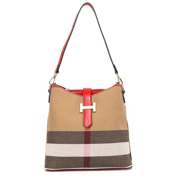 Borse da sera Borse di tela scozzese di moda per le donne Designer di lusso di marca Spalla H Fibbia Stripe Messenger Secchiello Crossbody Y2212