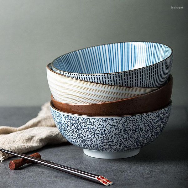 Миски Файнт творческий японский стиль суп -миска домохозяйство 8 -дюймовая большая рамэн ретро -керамика Большой посуды