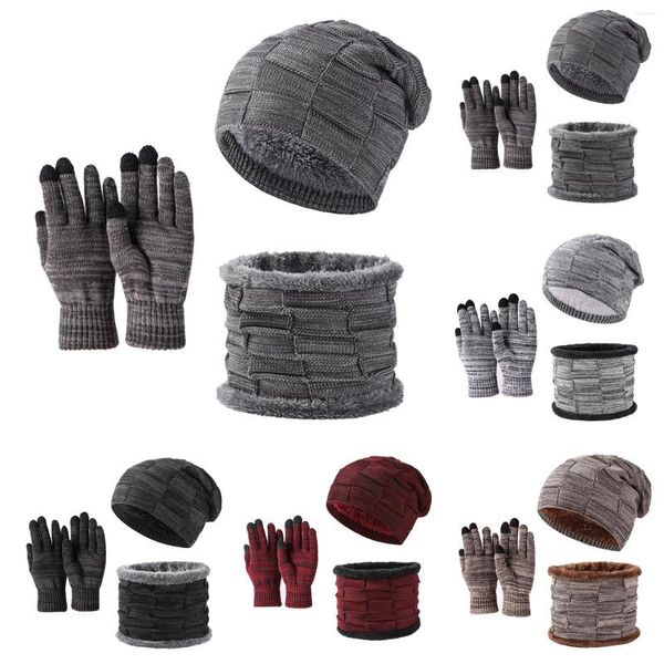 Berets Hat Gloves Scorf Set Boys Organizer Earmuff Women Женщины вязаные шляпы для мужчин и осенней зимы