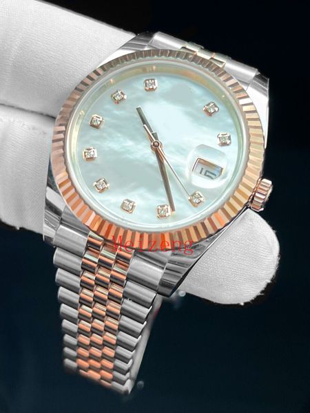 Luxus Armbandwatch Datejust 41mm 2023 Diamant Perle Zifferblatt Roségold geriffeltes Jubiläum B P 126331mens Automatische Uhr