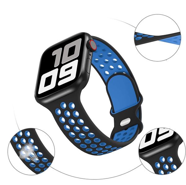 Ersatz-Smartwatch-Armbänder, kompatibel mit iWatch 38/40/41 mm, 42/44/45/49 mm, zweifarbiges weiches Silikon-Armband, Sportarmband für Apple Watch 8, 7, 6, 5, 4, 3 SE
