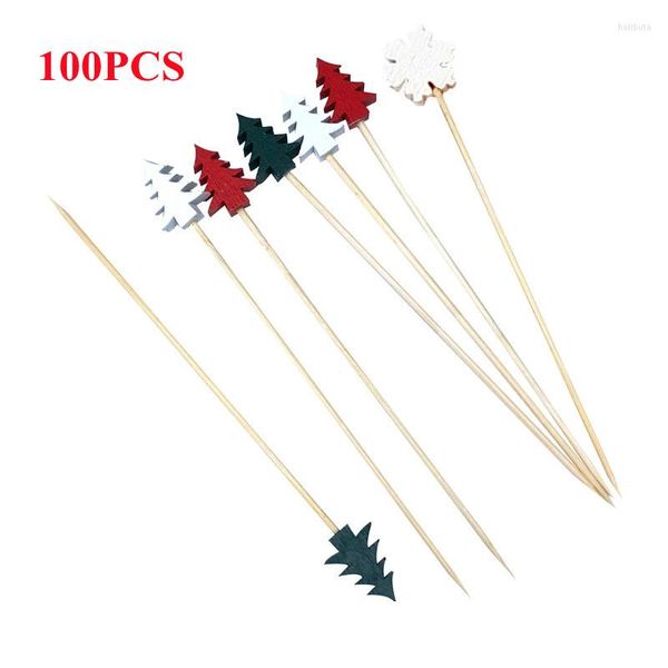 Party -Dekoration 100pcs Weihnachtsfr￼chte Picks Cocktail Zahnstocher Dessert Buffet Salat Gabel Kuchen Muffin Gem￼sestangen Dekor Supllies