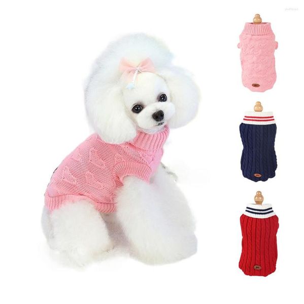 Hundebekleidung Pullover Haustier Stricken Einfarbig Stehkragen Katzenpullover Welpenkleidung Weihnachten Mode Baumwolle Bequeme Wolle