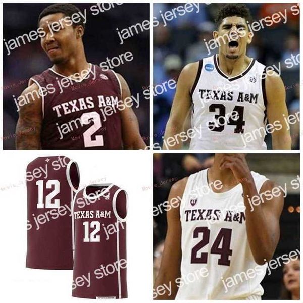 O basquete universitário usa o NIK1 costurado T.J. Starks Admon Gilder Zach Walker Everett Vaughn Chris Collins Texas A M Aggies College Men Women Youth Jersey