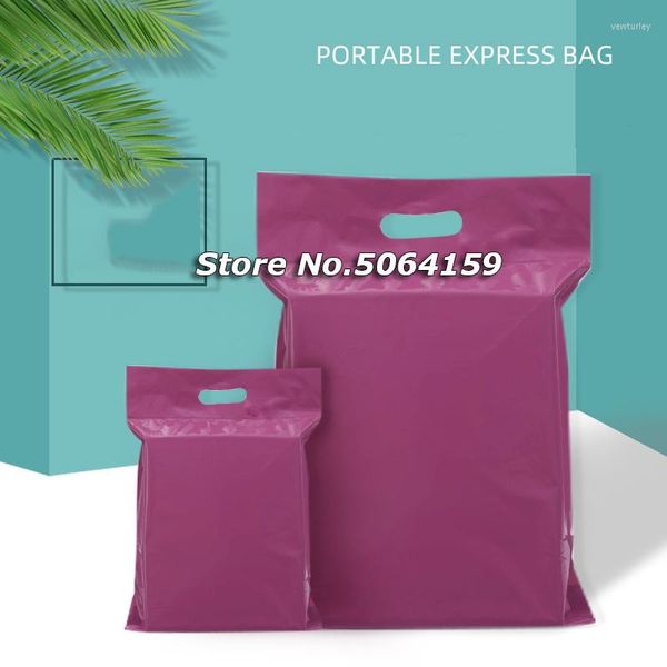 Borse contenitore 50 pz/lotto Viola Tote Bag Corriere Espresso Adesivo Autosigillante Spessa Busta In Plastica Impermeabile Poli Mailing